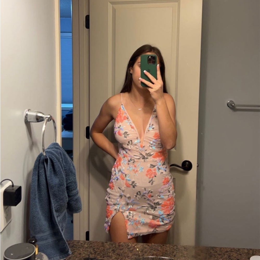 Lucy in the sky floral sequin mini dress